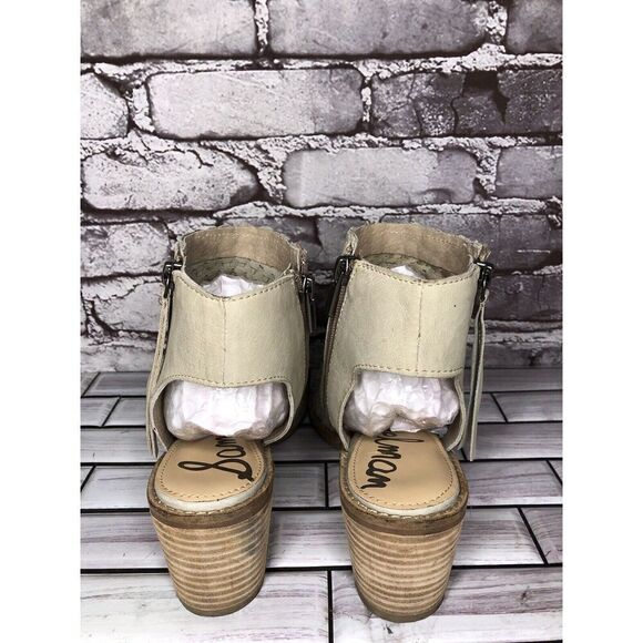 Sam Edelman Cooper Beige Leather Woven Block Heel Booties Women’s Sz 8M US/38EU - Picture 7 of 16